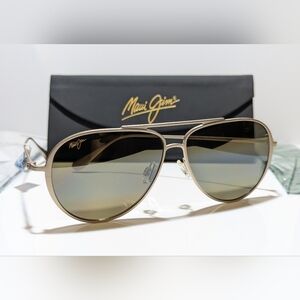 New Maui Jim Shallows Aviator Satin Gold Polarized HCL Bronze Sunglass H543N-16A
